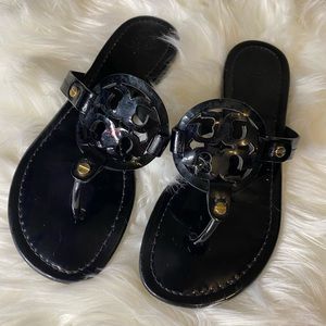 Tory Burch Patent Leather Black Miller Sandals